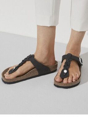 Birkenstock Gizeh Braided Waxy Leather black 1021349